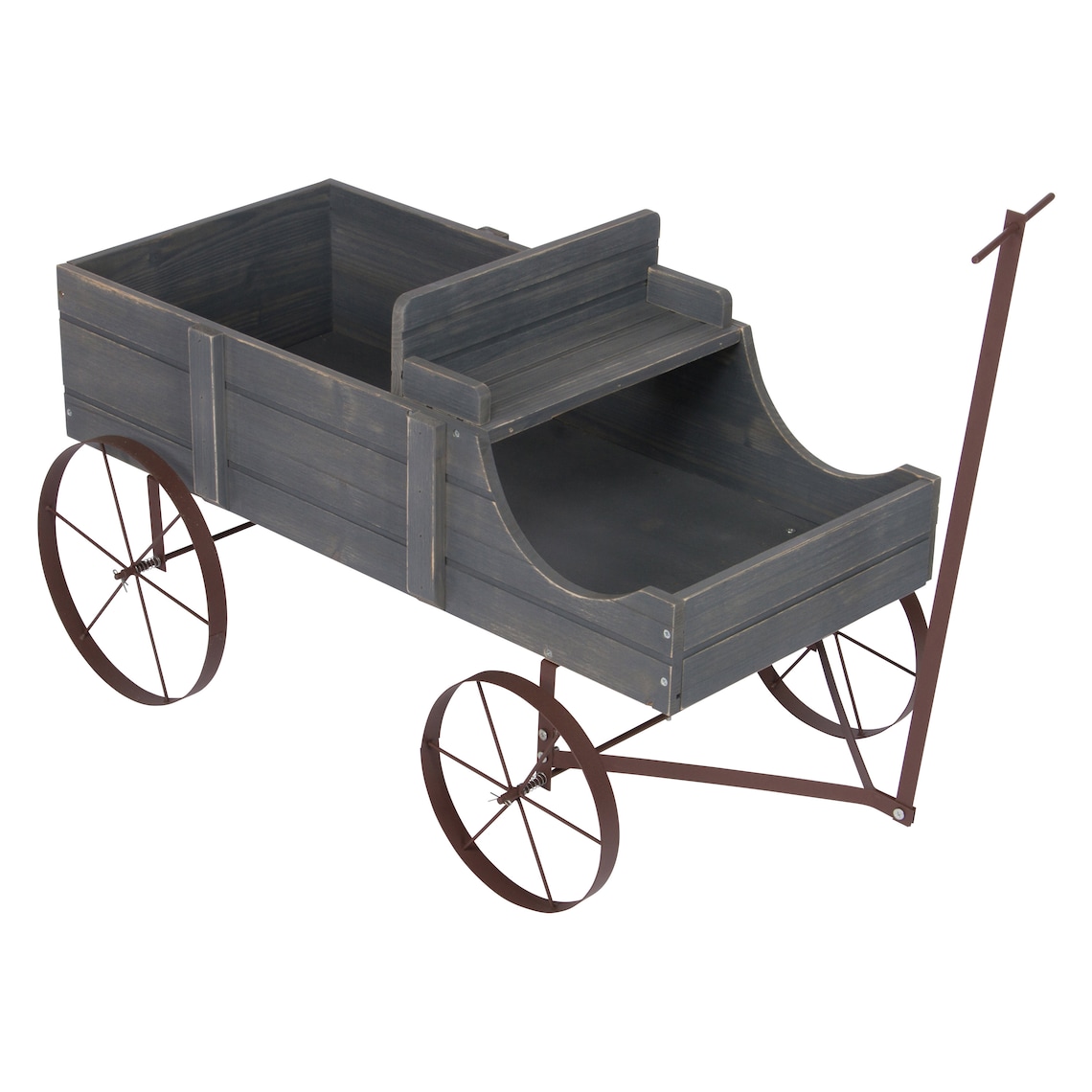 Decorative Buckboard Wagon Planter, Cedar Wood, Classic Wooden Wagon