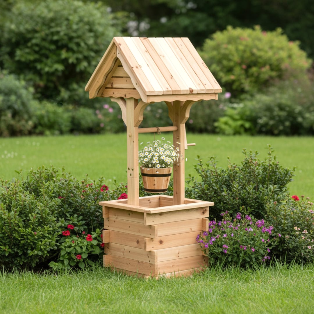 4FT Tall Cedar Wood Wishing Well #4986 (natural Finish) - Etsy