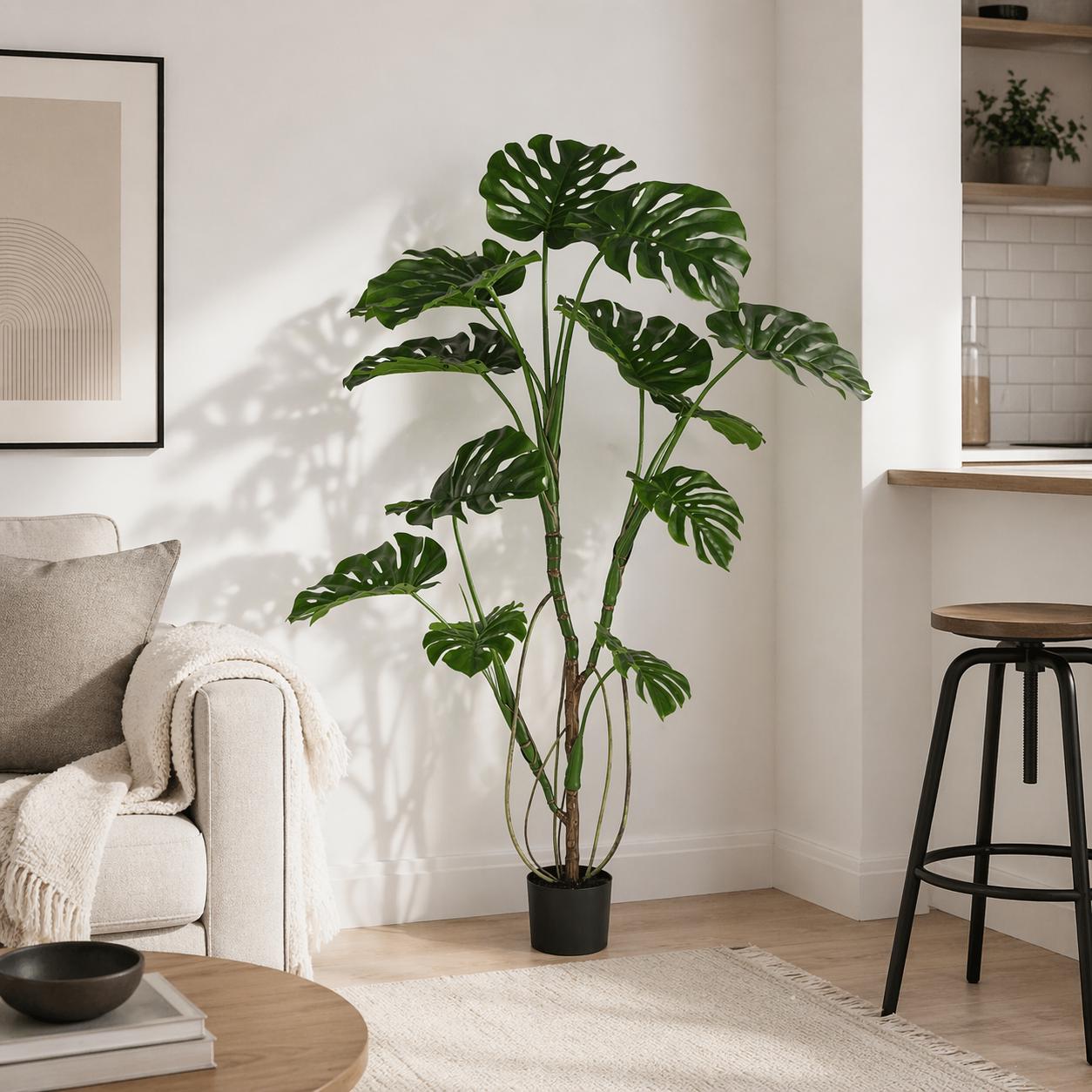 5' Faux Monstera Tree, Tall Realistic Tropical Plant Home Decor