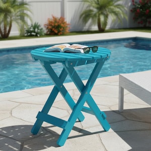 19" Round Foldable Cedar Wood End Table in Multiple Colors #4118(Hydro-Tex™ Finish)