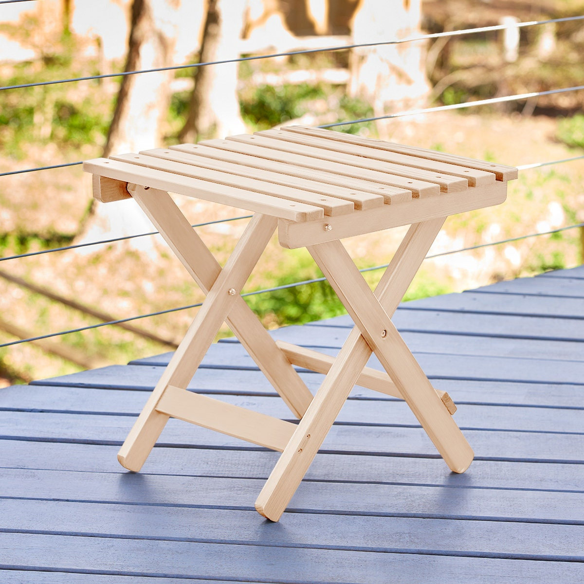 WAQ × DOORS　FOLDING WOOD TABLE Indoor Outdoor Acacia Wooden Folding Table, Heavy Duty