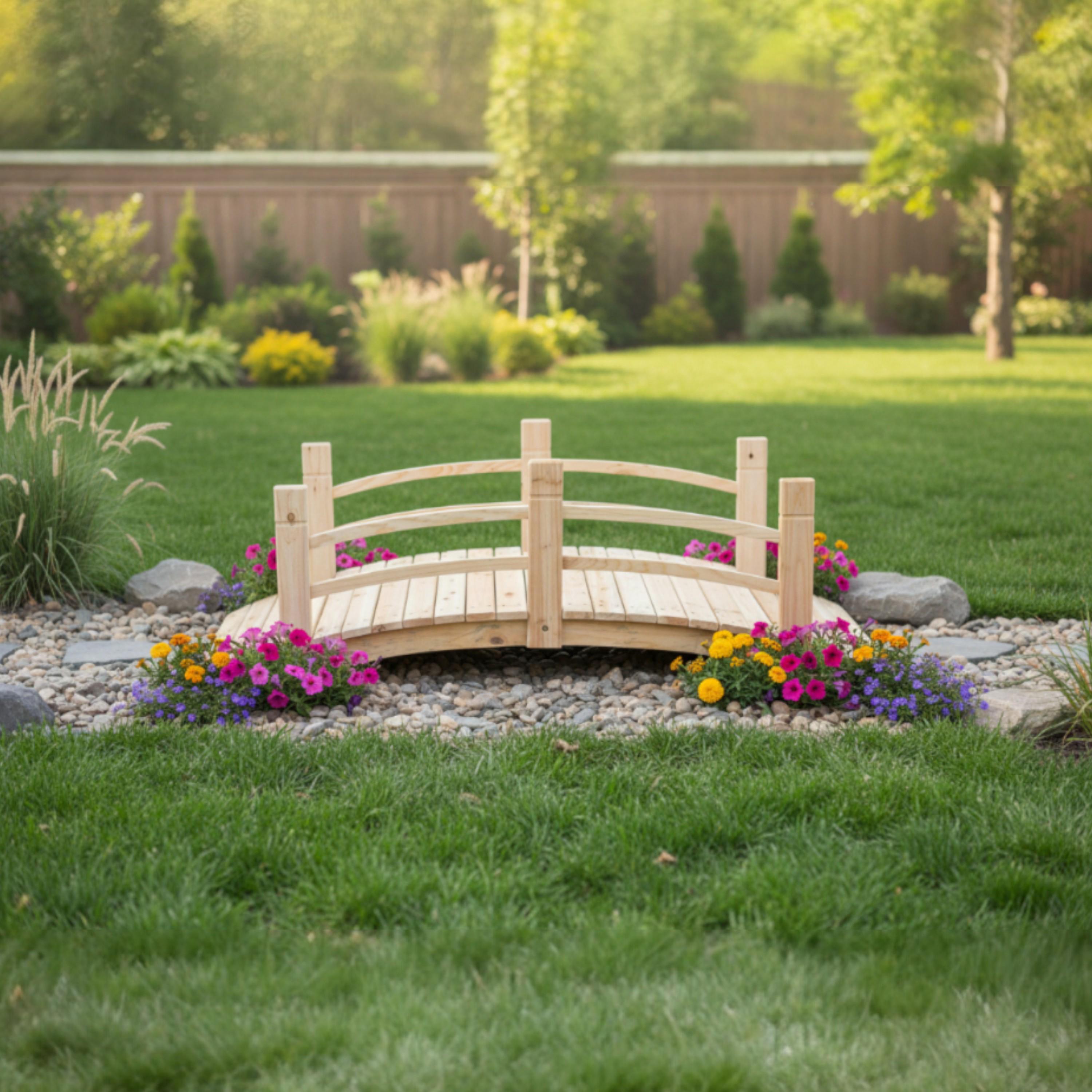 5' Cedar Wood Decorative Garden Bridge #4981(natural Finish) - Etsy