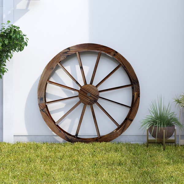 Rustic Wooden Wagon Wheel Decor 2-Pack #4952 (Burnt Brown)