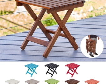 Square Folding Table, Square Cedar Wood End Table, Indoor Outdoor Wooden Small Table for Patio, Balcony, Backyard,#4119 (Hydro-Tex™  Finish)