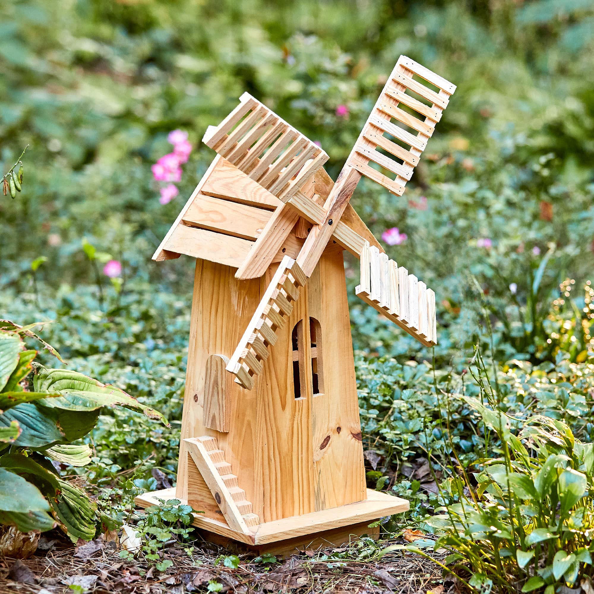 Image of Small wooden garden windmill