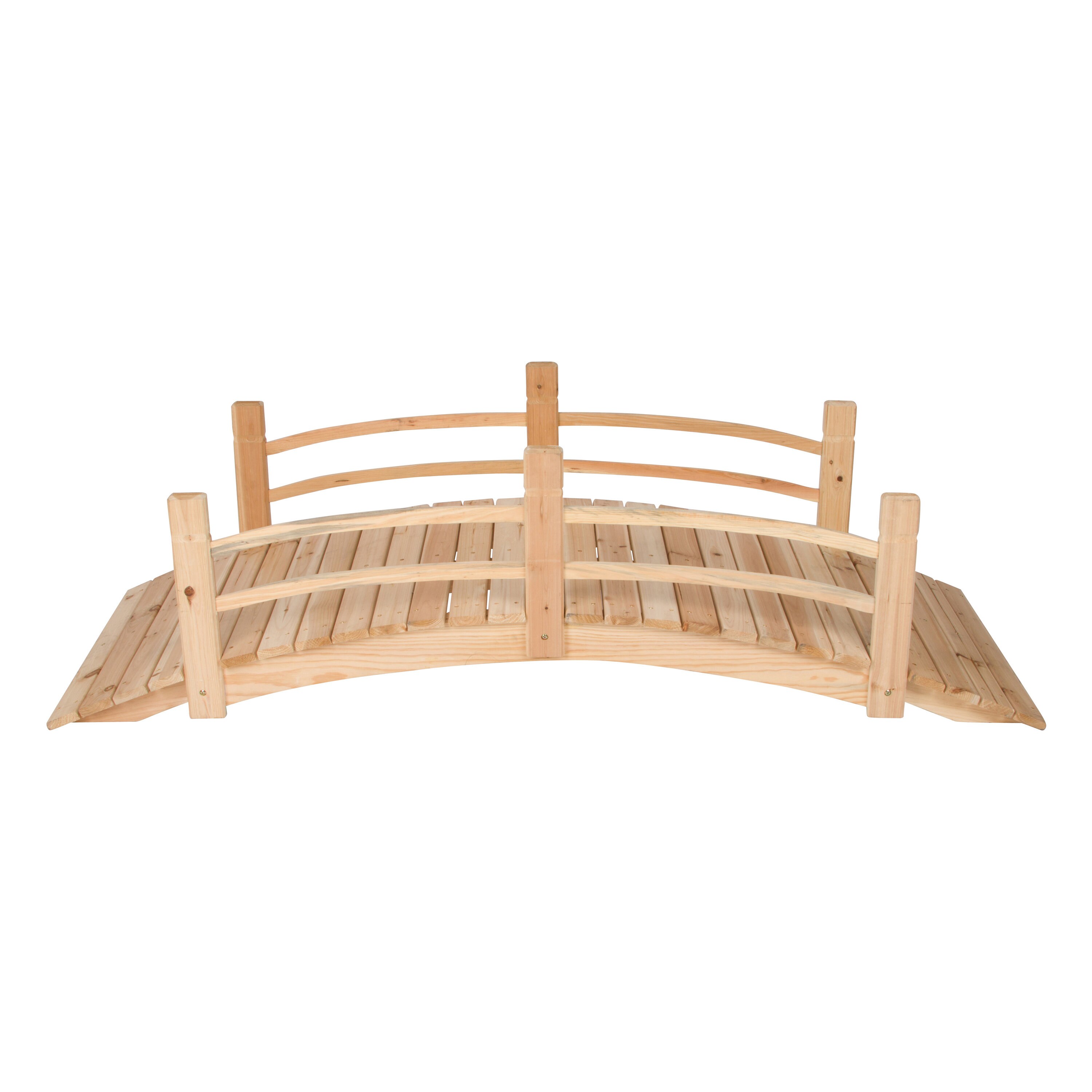 5-Ft Cedar Wood Garden Bridge with Railings in Natural Finish