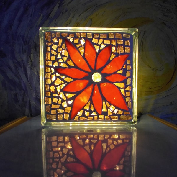 Flower Glass Block Mosaic Lamp