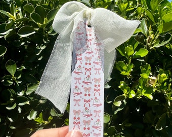 Coquette Bookmark with Bows and Cherries - Gift for Bookworm- Bookish Gift for Reader Girly