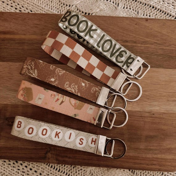 Bookish Fabric Key Fob Wristlet: Reader's Keychain Lanyard