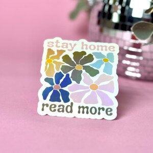 Retro Floral Kindle Aufkleber - Leser Holographische Vinyl Aufkleber - Leser Dekor - Nette Bücherverrückte Dinge - Lesen Sie mehr