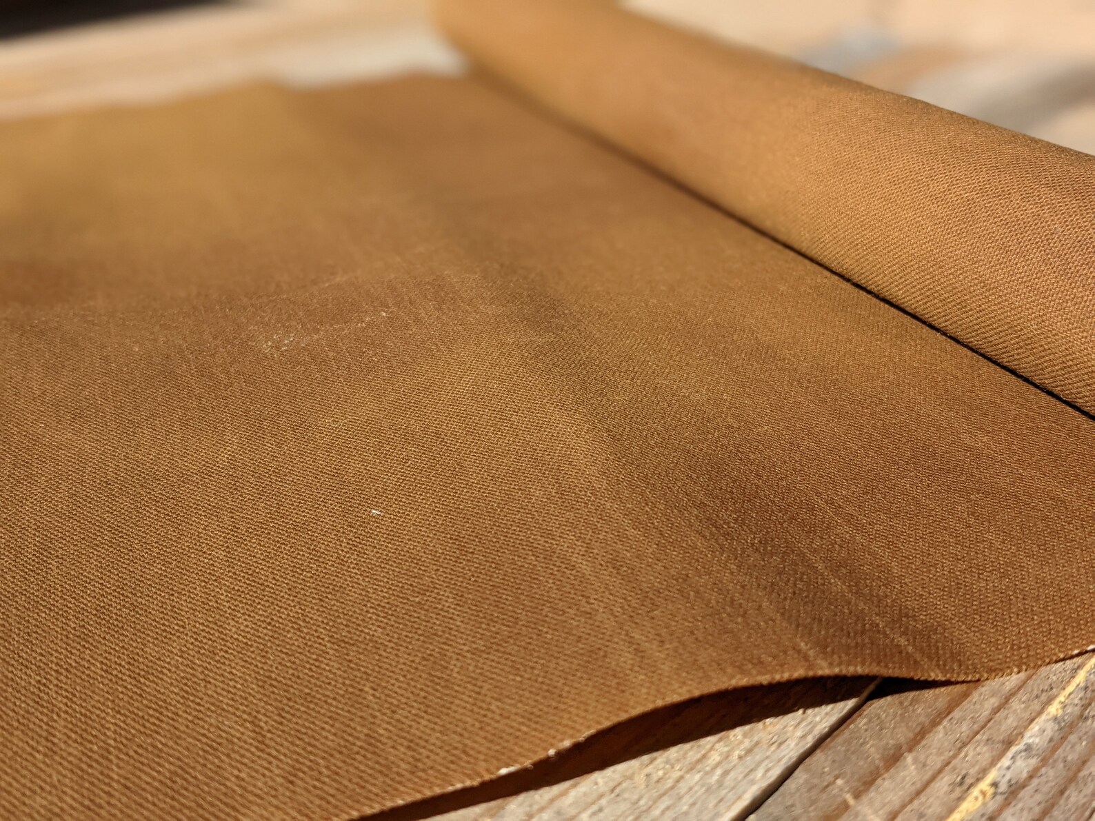 Golden Brown Waxed Canvas Fabric Hand Waxed Cotton Canvas Etsy