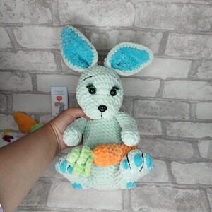 Baby gift boy personalized, stuffed knitted toy bunny, Nursery Decor, Memory Bunny Toy, Girl&#39;s Birthday Gift, Boy&#39;s Birthday Gift