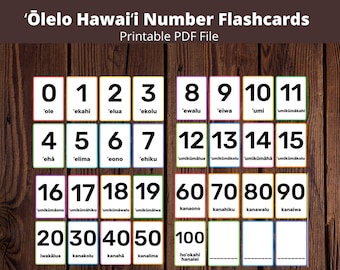 Jeu de cartes-éclair de vocabulaire en couleurs à imprimer « Ōlelo Hawaii » pour Keiki | Flashcards en hawaïen | Simple | Fichier PDF téléchargeable