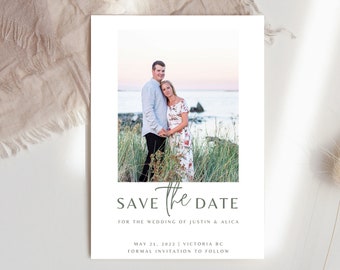 Save The Date Template, Digital Save The Date Card, Instant Download, Photo Save The Date, Custom Save The Date Printable, Boho Wedding,