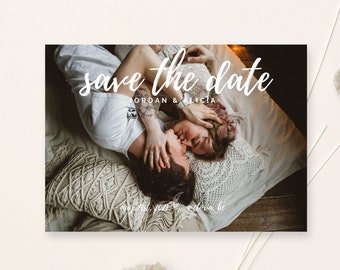 Boho Save The Date Template, Digital Save The Date Card, Instant Download, Photo Save The Date, Custom Save The Date Printable, Boho Wedding