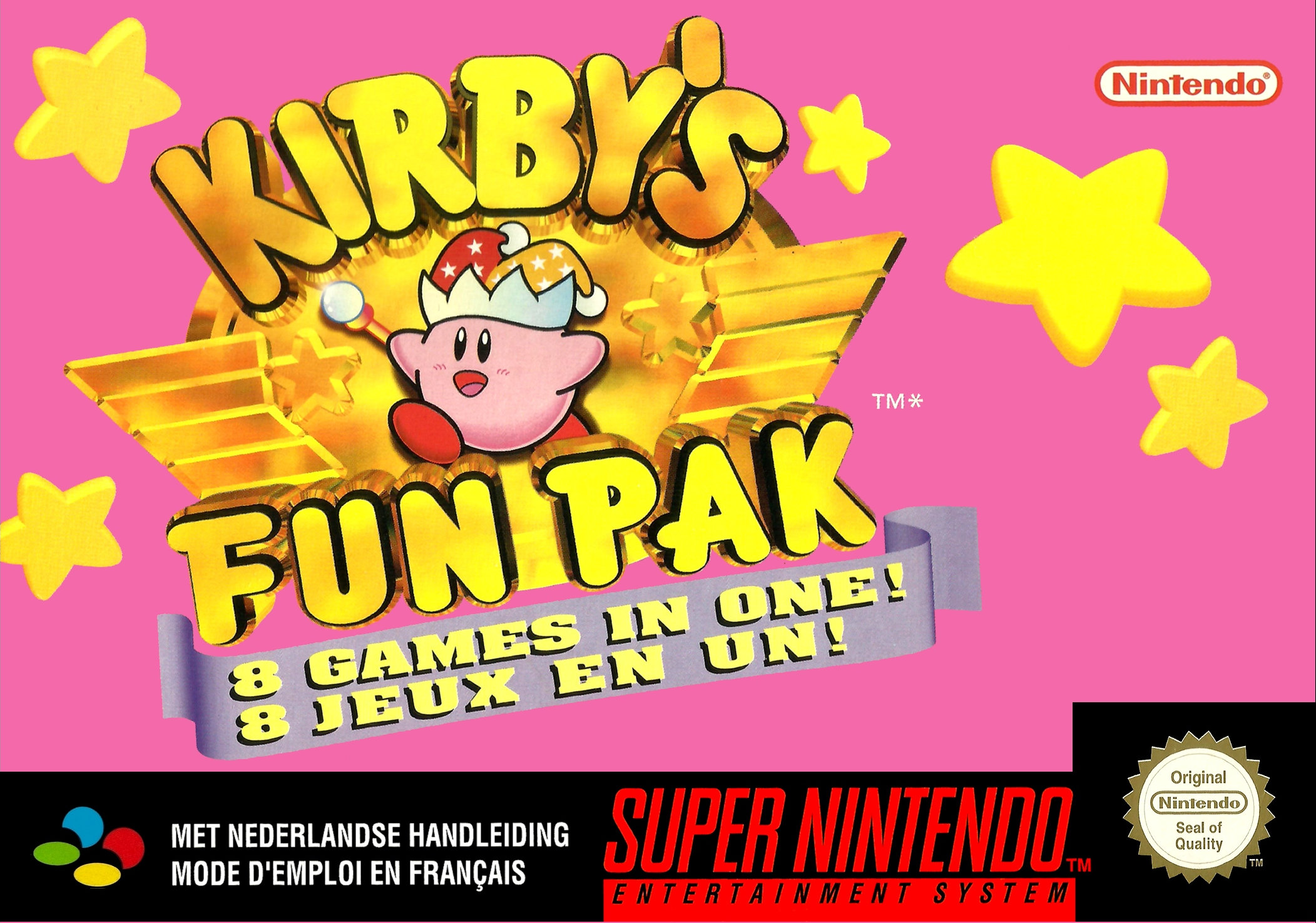 Kirby s Fun Pak 8 Games in One SNES Repro Box Premium Quality