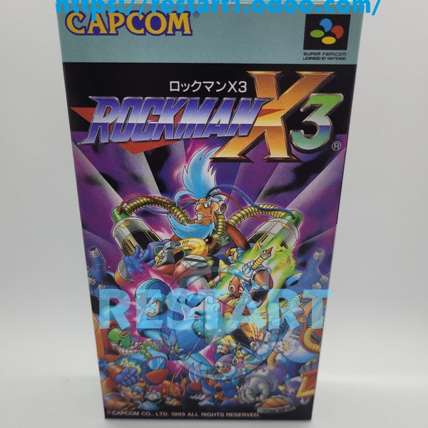 Rock Man X3 - Mega Man X3 - SNES - Boîte Repro - Qualité supérieure