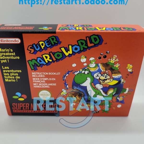 Super Mario World - SNES - Boîte Repro - Qualité supérieure