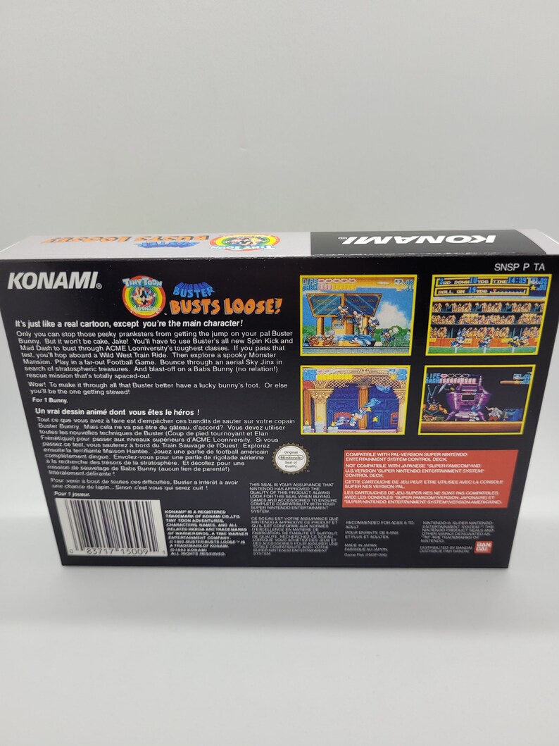 Tiny Toon Adventures Buster Busts Loose SNES Repro Box Etsy