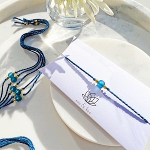 Navy Frosted Bead Rakhi Bracelet | Handmade Rakhri Rakhree Tie | 2025 Raksha Bandhan Gift for Brother or Friend | Friendship Band