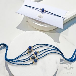 Navy Sodalite Crystal Rakhi Bracelet | Natural Stone Handmade Rakhri Rakhree | 2025 Raksha Bandhan Gift | Healing Friendship Tie | Rakhi