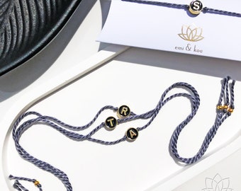 Premium Black & Gold Personalised "Initial" Handmade Custom Rakhri Rakhi Rakhree Friendship Tie Bracelet