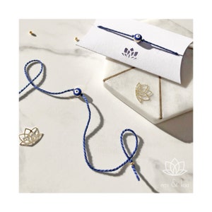 Two-Tone Evil Eye Rakhi Bracelet or Anklet | Handmade Buri Nazar Protection Rakhri | 100% Egyptian Cotton Thread | 2025 Raksha Bandhan Gift