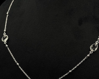 925 Sterling Silver Green Amethyst Pendant Necklace – 52 cm Elegant Natural Gemstone