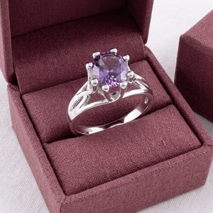 Natural Amethyst Ring | 925 Sterling Silver Crown Setting Ring | Oval Cut Purple Gemstone Statement Ring | February Birthstone |