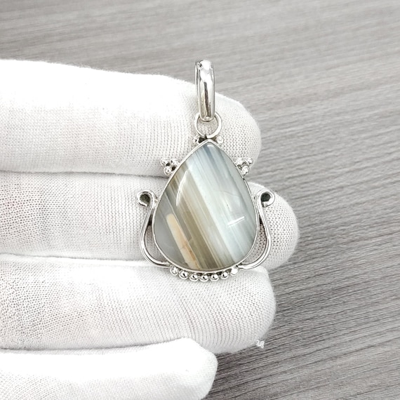 925 Silver Sulemani Hakik Pendant Handmade Black Agate Amulet