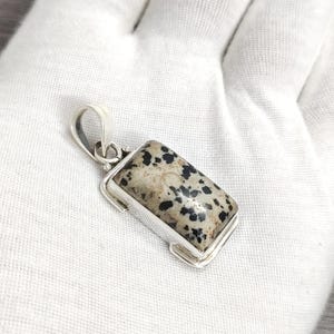 Natural Dalmatian Jasper Rectangular Pendant | 925 Sterling Silver