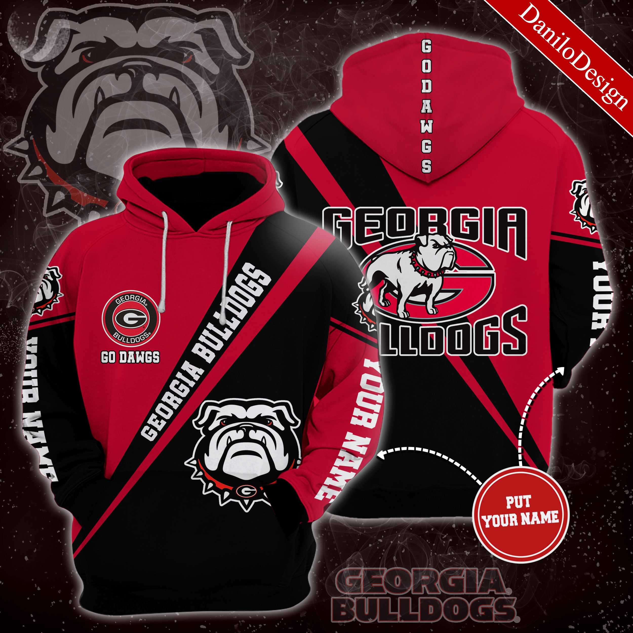 Personalized Name Bulldogs Logo 3D Pullover Hoodie Etsy
