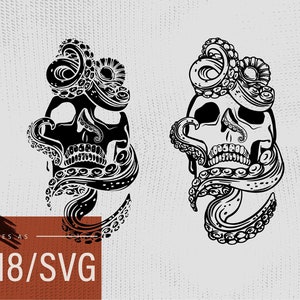 SVG octopus Skull for laser engraving, digital instant download for ezcad, krakee AI8 vector idea for laser cutting with fiber laser, engraving