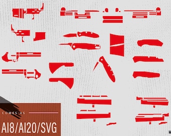 Outline Bundle for Kershaw,AR15,S&W 686,Arsenal SAM7K44 for Laserengraving,Template for Fiber laser patterns, AI8 Ready to open in EZCAD