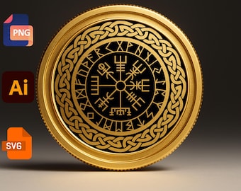 SVG Vegvisir Viking Compass Norse Rune Symbol PNG, Laser Engraving Design ai, Nordic Protection Rune File for ezcad and Vinyl Cutting