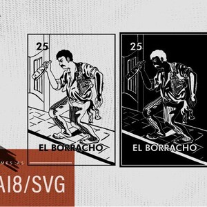 El Borracho SVG Loteria for EZCAD,Laserengraving vector instant download,drunken guy lasercutfile for fiberlaser