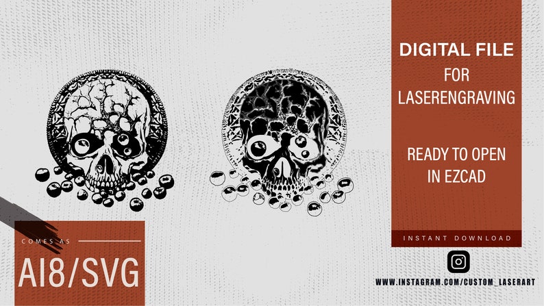 SVG Skull Bundle for Laser Engraving and Laser Cutting With Fiber Laser ...