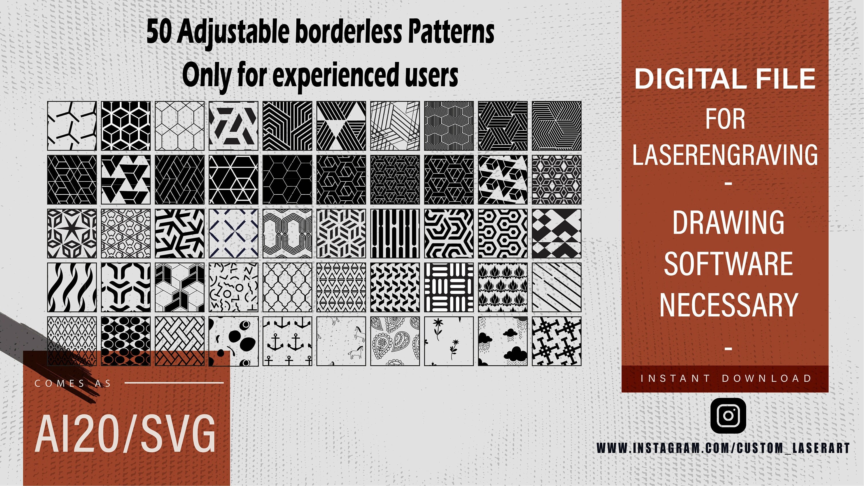 Ai20 svg bundle borderless pattern laser filesseamless etsy canada