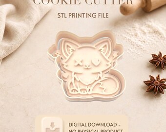 Kawaii fox Cookiecutter STL File for 3D printing,Digital Product only,Cute fox Cookie Cutter,Diy cookiecutter animals