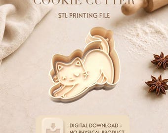 Kawaii cat Cookiecutter STL File for 3D printing,Digital Product only,Cute cat Cookie Cutter,Diy cookiecutter animals