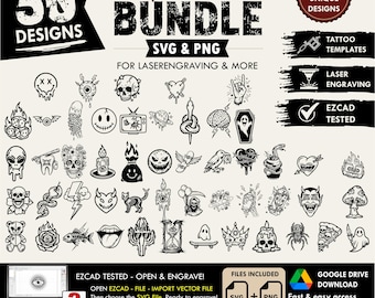 50x SVG crazy trash Tattoo Designs Bundle - PNG Files included, svg for Laser Engraving & Tattoo Art,printing templates for diy projects