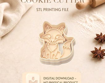 Kawaii fox Cookiecutter STL File for 3D printing,Digital Product only,Cute fox Cookie Cutter,Diy cookiecutter animals