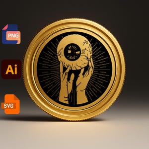 SVG Mystical Eye Coin Design PNG AI8 Hands Holding Symbol Engraving File for Laser Engraving Vinyl Cutting Tattoo and Occult Art
