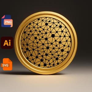SVG Geometric synapse Coin Engraving Pattern,Abstract Network Design PNG & AI8 Vector for Laser Engraving,Vinyl Cutting,Stencil and Printing