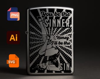 SVG Flip Top Lighter Engraving Design PNG AI8 Ornamental