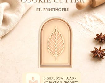 Skeleton Leaf Cookie Cutter STL File – Detailed Botanical Vein Design for Boho Baking, Nature Inspired Cookies & Minimal Craft Projects