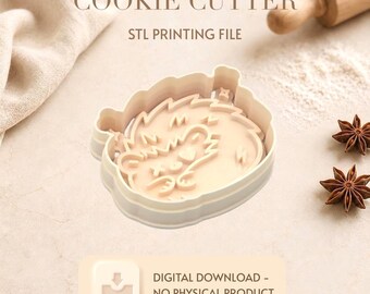 Kawaii Hedgehog Cookiecutter STL File for 3D printing,Digital Product only,Cute Hedgehog Cookie Cutter,Diy cookiecutter animals