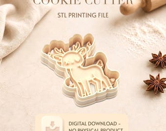 Kawaii deer Cookiecutter STL File for 3D printing,Digital Product only,Cute deer Cookie Cutter,Diy cookiecutter animals
