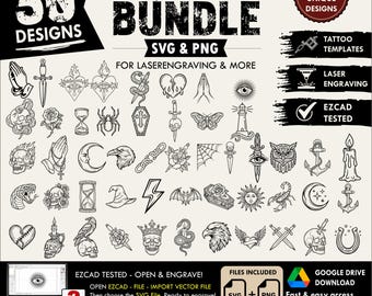 50x SVG Minimalist Tattoo Designs Bundle - PNG Files included, svg for Laser Engraving & Tattoo Art,printing templates for diy projects