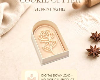 Flower Cookie Cutter STL File – Boho Minimal Floral Design for Spring Baking, Weddings & Botanical Cookies – Instant Digital Download